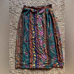 🌺 Vintage S.G. Sport Collection Boho Floral Midi Skirt – Made in USA (Fits S/M)